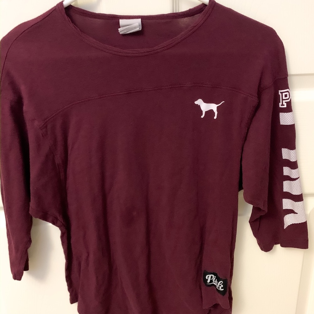 pink Victoria’s Secret 3/4 sleeve auburn top